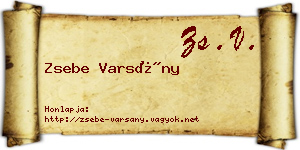 Zsebe Varsány névjegykártya